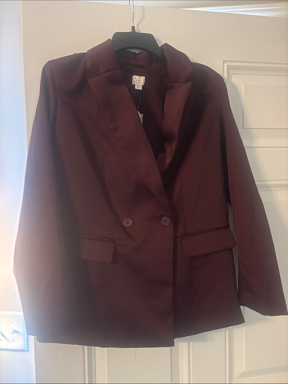 a new day Double-Breasted Wine Blazer